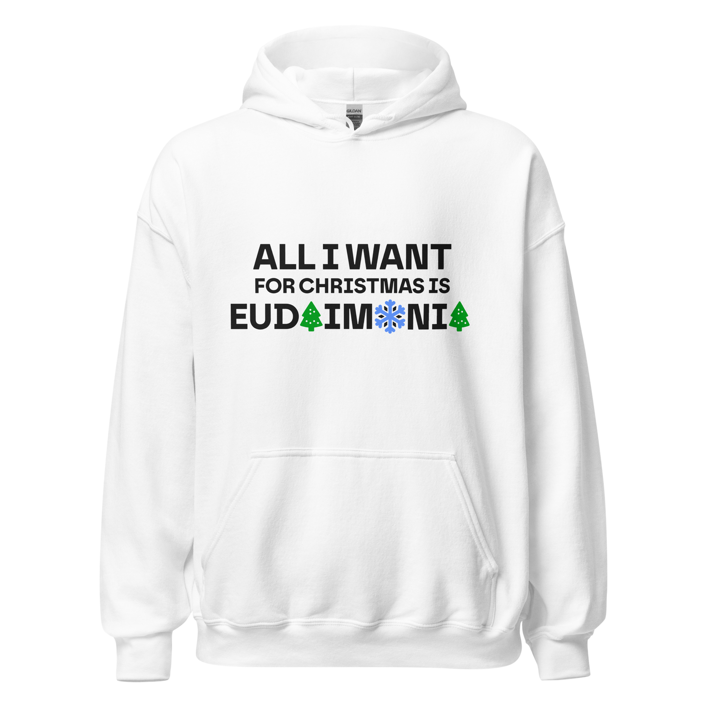 White hoodie - Eudaimonia / Unisex